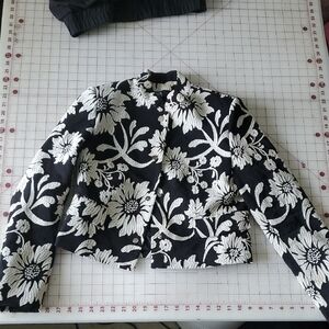 Zara Floral Black and White Women's Jacket